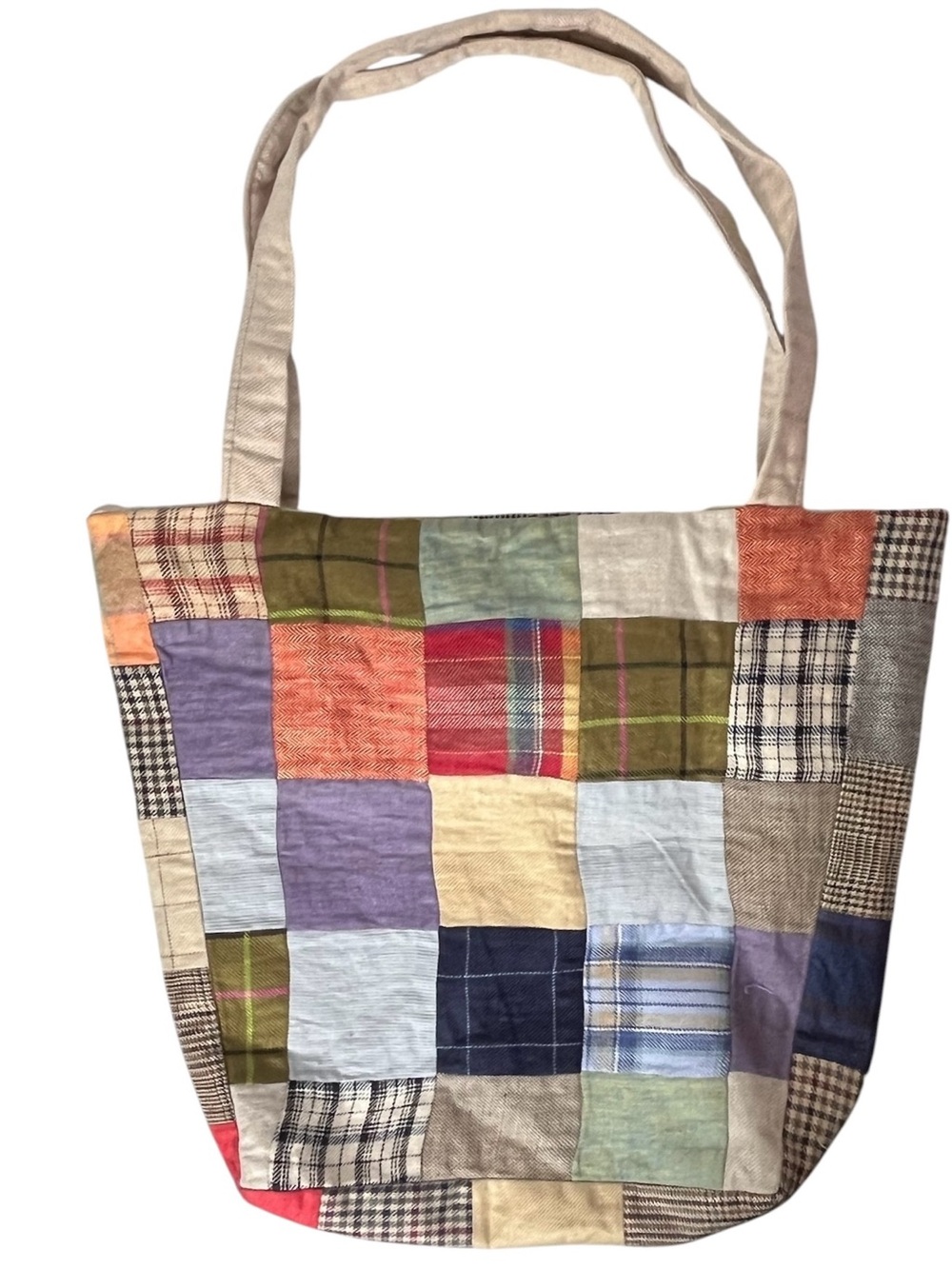 Hanna Hats of Donegal Handcrafted Patchwork Pure Irish Linen Tote Shoulder Bag - Picture 3 of 9